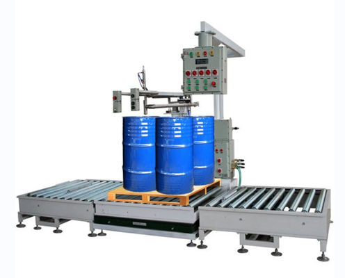 Qualität  Auto 1000L Container IBC Filling Equipment Weighing With Roller Conveyor Fabrik